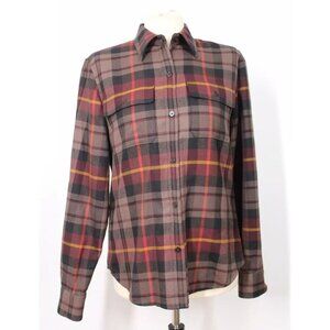 Lauren Ralph Lauren Womens Vintage Y2K Plaid 100% Wool Shirt Large Brown FA EXC
